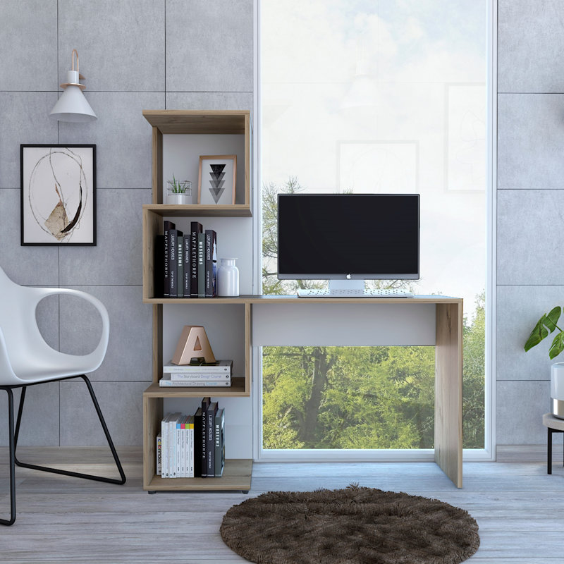 Bureau avec armoires de rangement, quatre tablettes (bureau)