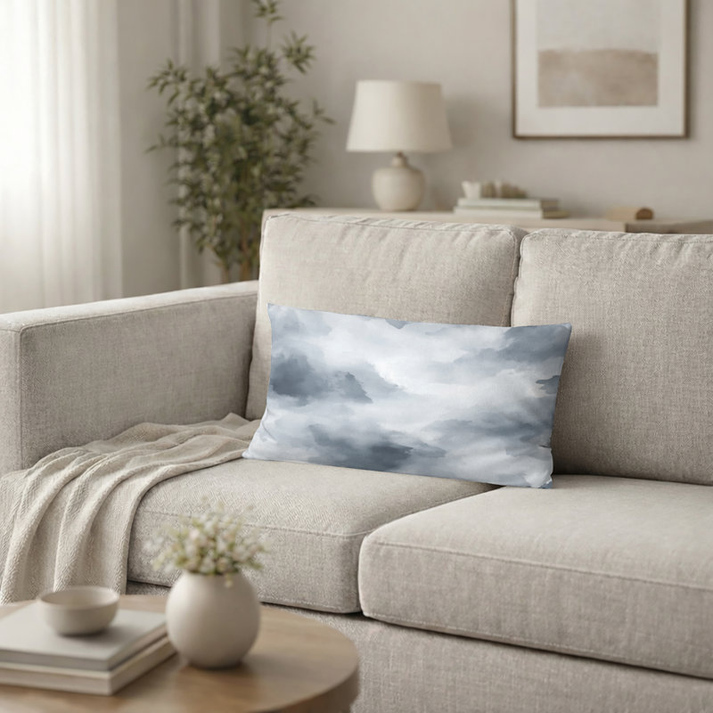 Coussin décoratif abstrait - coussin gris ardoise, H 12 po x l 20 po