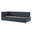 Velvet Corner Daybed With Trundle, Upholstered Guest Sofa Bed With Button Tufting, European Single (90X200cm) (Mattress Not Included)-1351782409