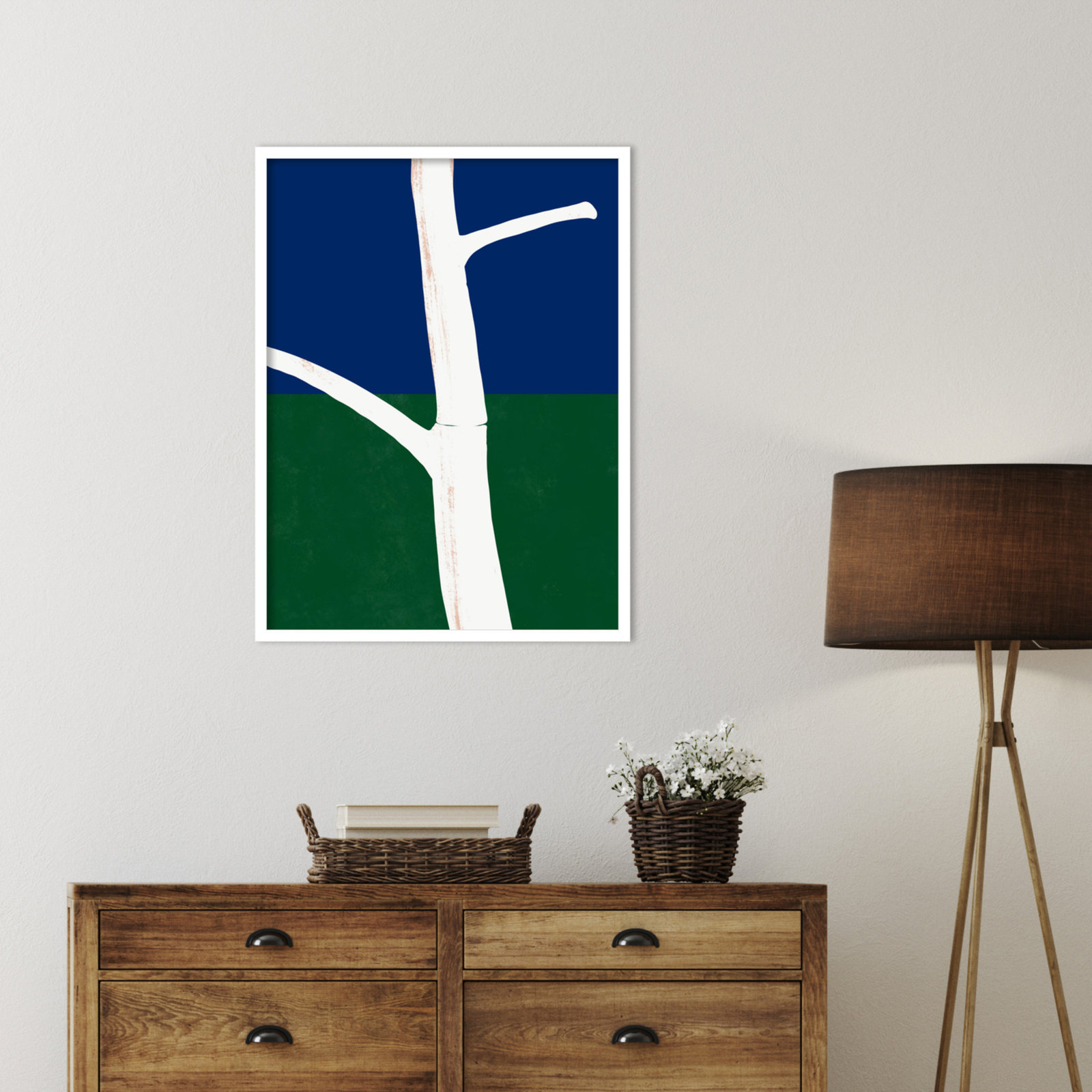 White Bark Print by Little Dean, Black Framed, 33" H x 25" W