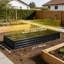 Lit de jardin surélevé galvanisé 12 x 4 x 1 pi, fond ouvert, noir