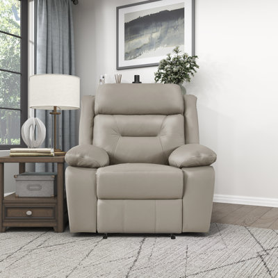 Sitz 40" Transitional Genuine Leather Manual Recliner