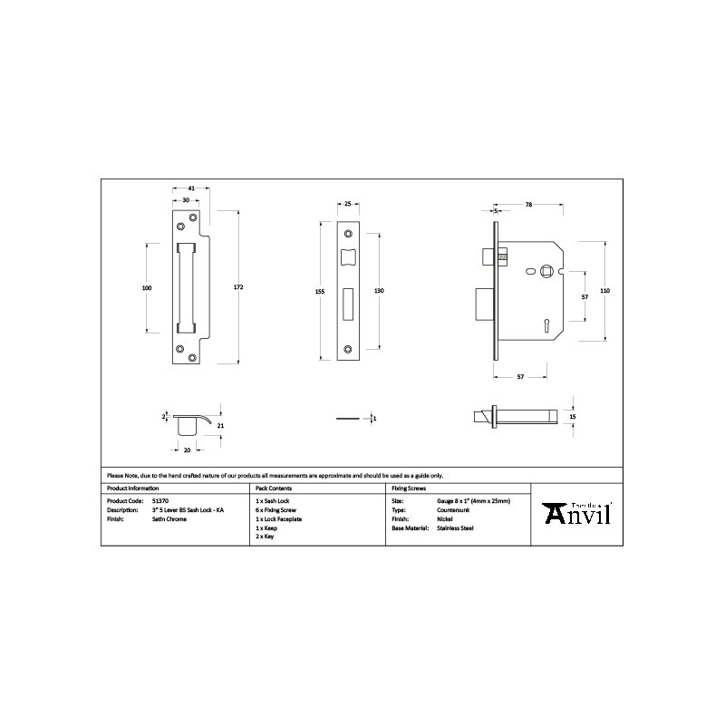 Sash Lock, Satin Chrome