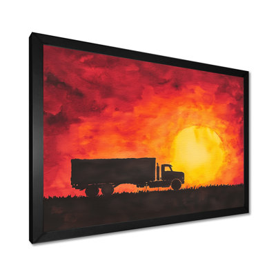 Sunset Truck Cargo Highway II - Truck Wall Art Print