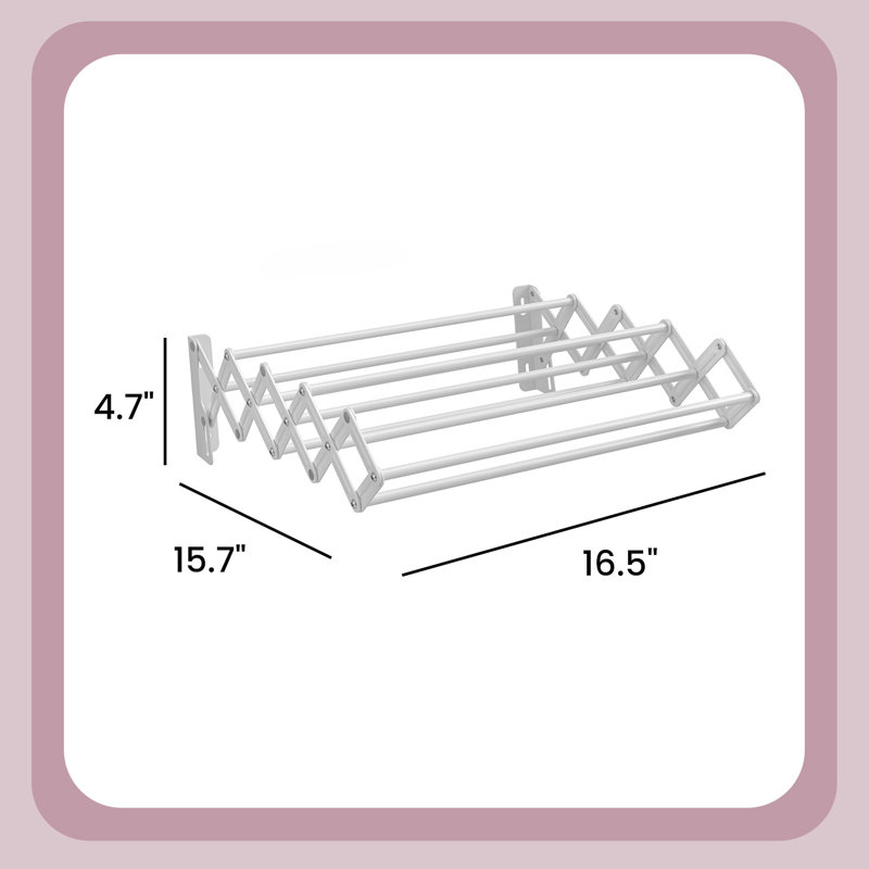 Clothes Drying Rack, Wall-Mounted Drying Rack Clothing, Accordion Laundry Rack, 9 Staggered Hanging Rods, Expandable And Retractable, Steel