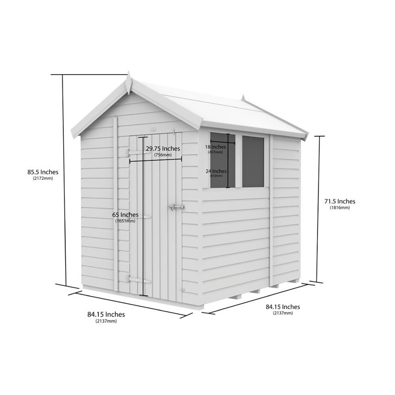 Apex Shed - Single Door with Windows, 7ft x 7ft