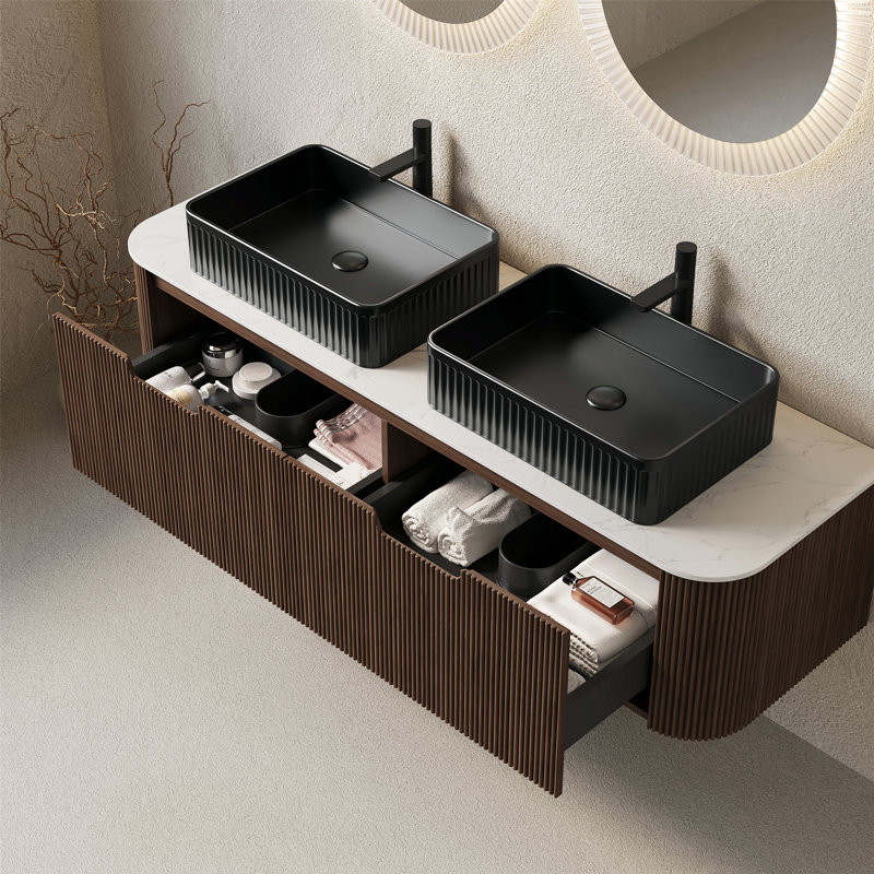 Bathroom Vanity With Sinks, Wall-Mounted Bathroom Cabinet With Storage Drawers, Bathroom Vanity With Storage For Home