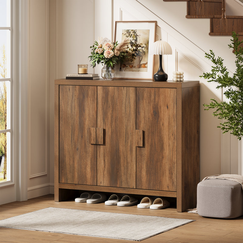 Armoire de rangement pour chaussures 24 paires avec 3 portes et tablettes réglables, Brun