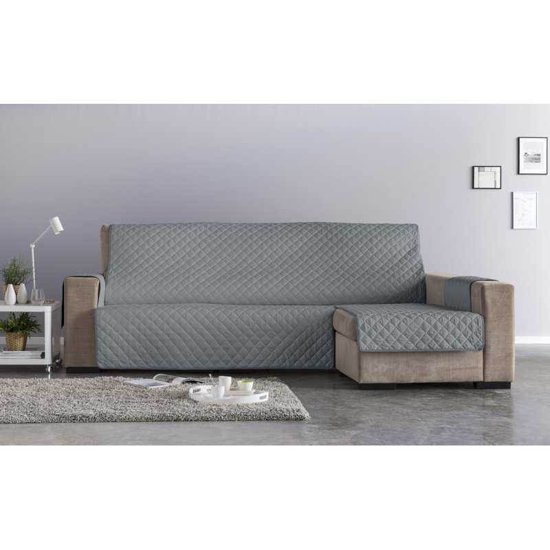 Eden Chaise Lounge Slipcover, Brown/Beige, 220cm H x 450cm W x 220cm D