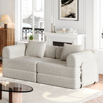 Convertible Sofa Bed, Chenille Sofa, Comes With Two Side Storage Pockets, Two Cushions, Comfortable Foldable Sofa Bed, Suitable For Use In Living Rooms, Bedrooms, And Studies, Carpet Sofa