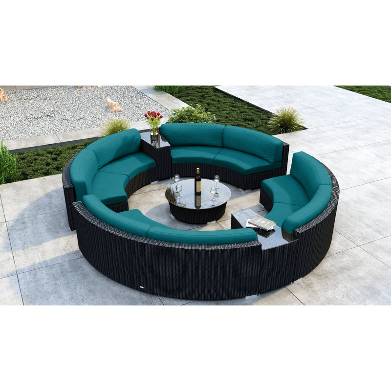 Thornaby 8 - Person Patio Conversation Set with Cushions, Spectrum Peacock Sunbrella® Plainweave
