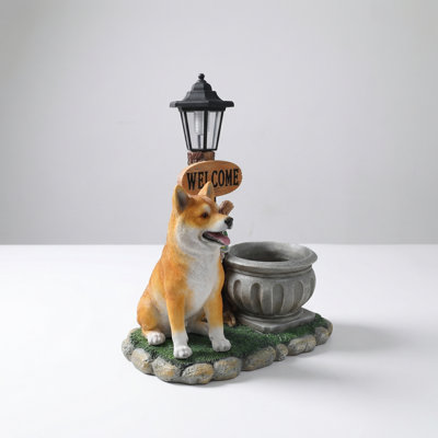 Cute Sitting Dog Shaped Decorative Planter for Outdoor Garden Patio Porch Yard, Functional Plant Pot with Adorable Animal Sculpture Design, Weather Resistant Decorative Ornament for Home Exterior Decoration