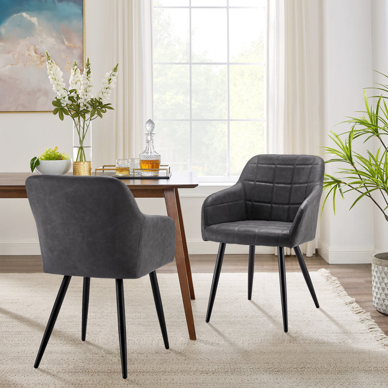 48cm H Upholstered Metal Armchair, Grey