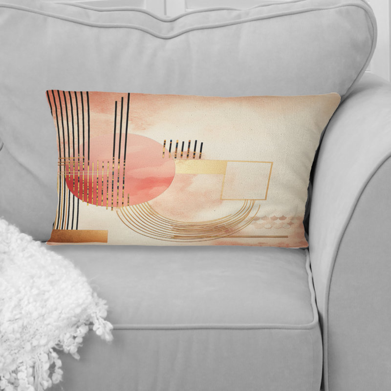 Coussin décoratif à imprimé géométrique abstrait rouge et lune de sang rouge III