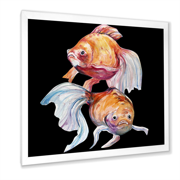 Water Color Fish Art II - On Bay Isle Home Size: 30 H x 30 W x 1 D, Format: Gold Picture Framed Canvas