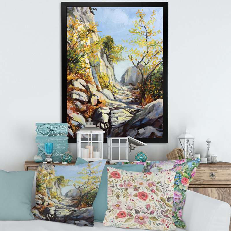Marble Path In Autumn - reproduction d'art sur toile, H 20 po x l 12 po x P 1po, Noir