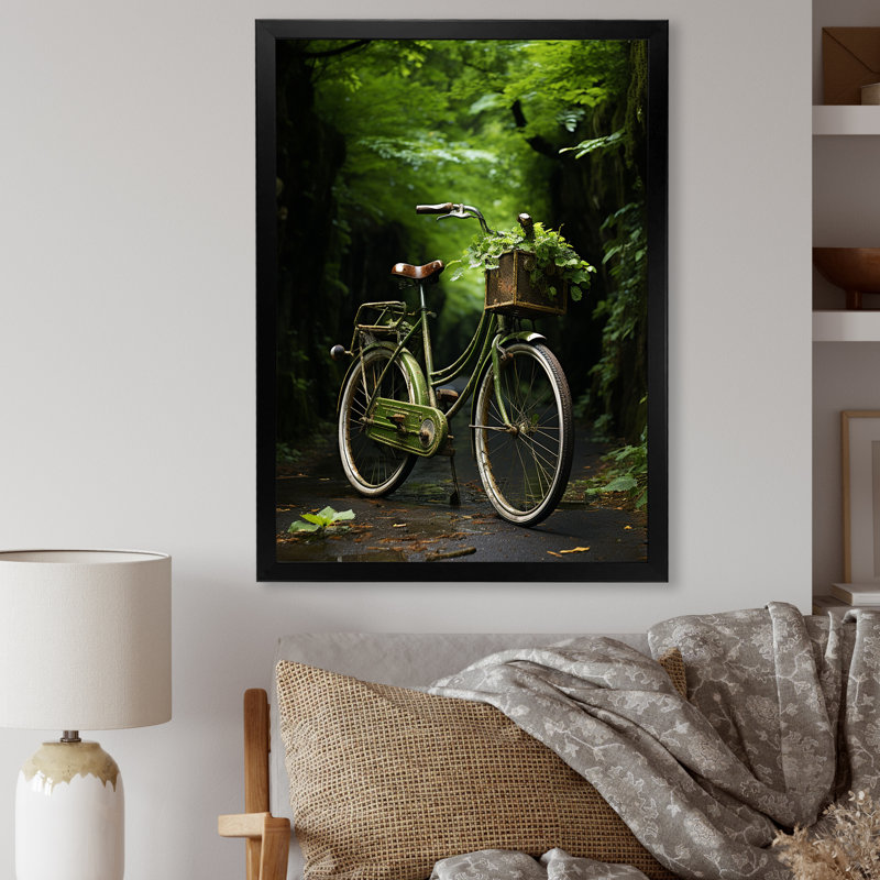 «Emerald Excasion Vélo I» sur toile, H 32 po x l 16 po x P 1 po, Cadre photo noir