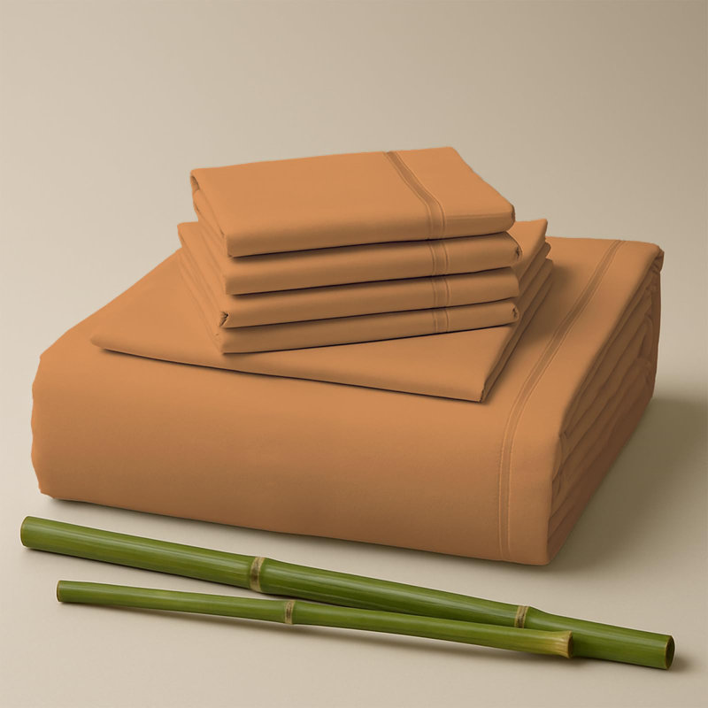 Premium Rayon From Bamboo Blend Sheet Set With Deep Pockets, Cooling and Breathable, Sandstone