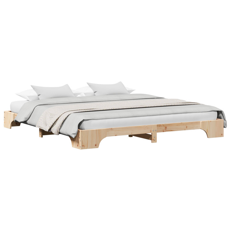 Bed Frame Solid Pine Wood, Natural, Super King (6')