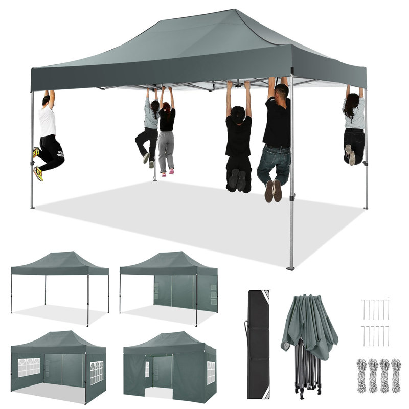 3x3m Steel Canopy, Grey