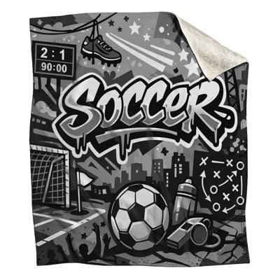 Monochrome Soccer Art Blankets