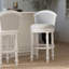 Tabouret de bar de 31 po, pivotant, assise et dossier rembourrés, blanc, gris, assemblage simple à 180 degrés, profondeur de 22,3 po, largeur de 22,32 po, hauteur de 43,52 po avec pivot, confortable