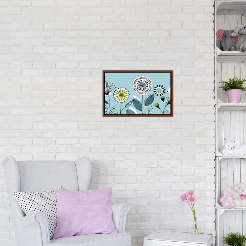 «Scandi Florals I» par Isabelle Z - impression d'art graphique, H 18 po x l 26 po x P 1,5 po, Toile avec cadre brun
