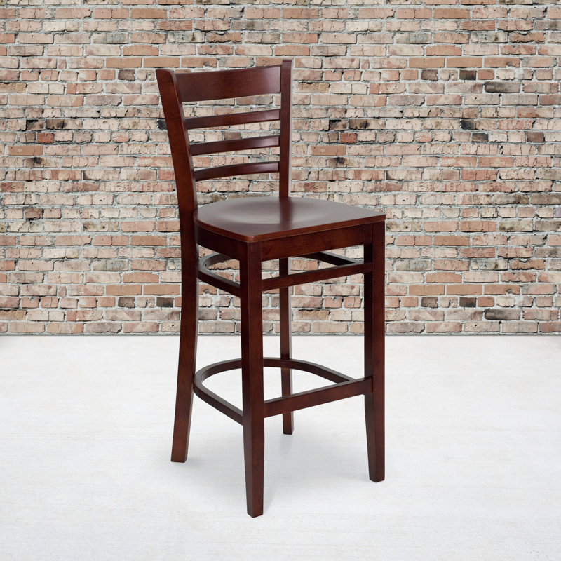 Statice Dahlia 30" Bar Stool, Mahogany