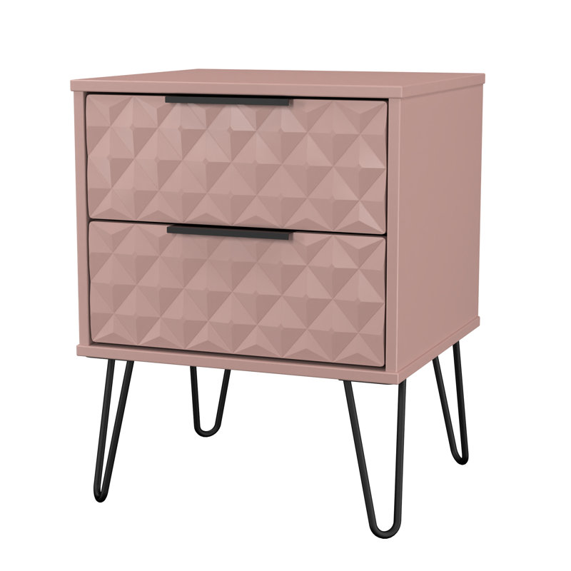 Harlequin 45cm W Manufactured Wood Bedside Table, Pink