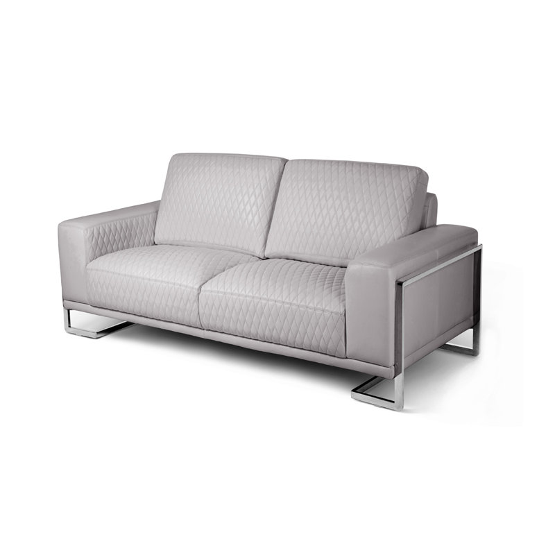 Causeuse à accoudoirs carrés en cuir véritable 78,25 po Mia Bella