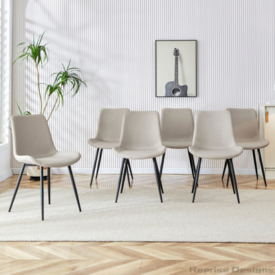Artificial leather backrest cushion dining chair, metal legs, curved widened cushion design for more comfort, suitable for restaurants, kitchens, bedrooms, offices