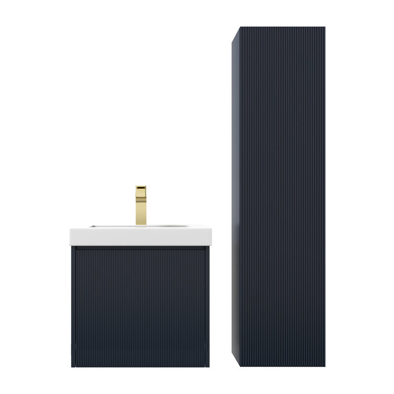 Meuble-lavabo flottant avec lavabo et armoire latérale 20 po Loften, Bleu nuit