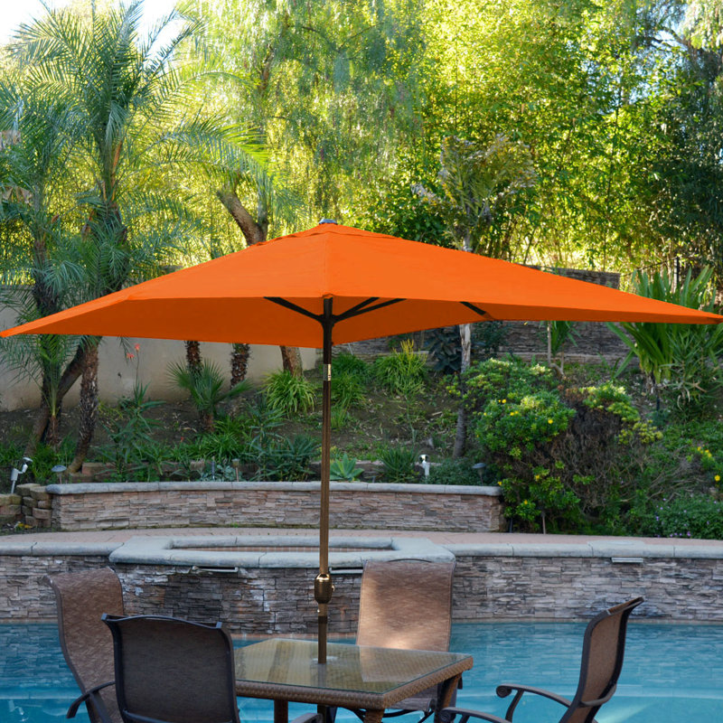 Parasol de marché rectangulaire 10 pi x 6,5 pi Norah, Orange, Champagne