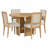 5-Piece Round Dining Table Set For 4, Minimalist Farmhouse Dining Table With 4 Solid Wood Upholstered Chairs, Kitchen & Dining Room Sets (Natural)-200246794-200246793