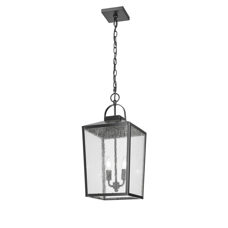 Luminaire suspendu d'extérieur 2 lumières 22 po Keavi, Noir thermolaqué
