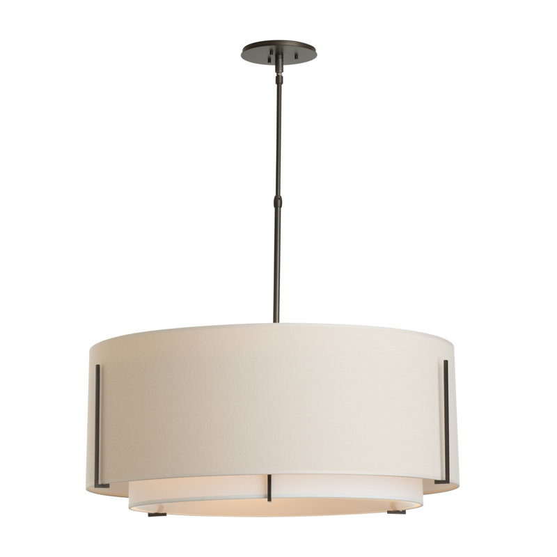 Exos 3 - Light Unique/Statement Drum Chandelier, Natural Anna, 12" H x 28" W x 28" D, Natural Iron