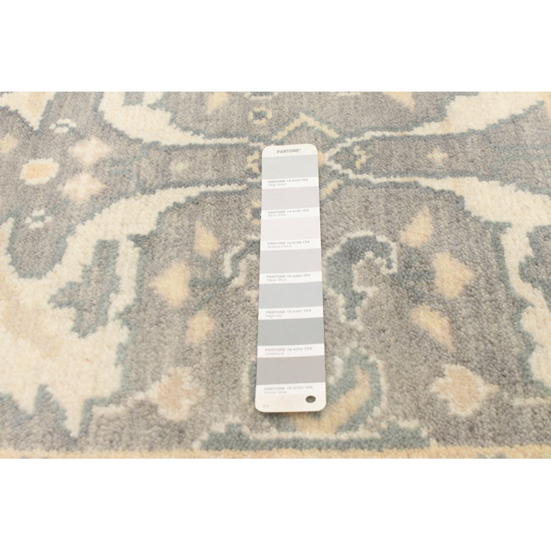 Tapis de couloir en laine noué à la main de conception unique noué à la main New Age 2 pi 8 po x 11 pi 11 po Tapis décoratif gris/crème