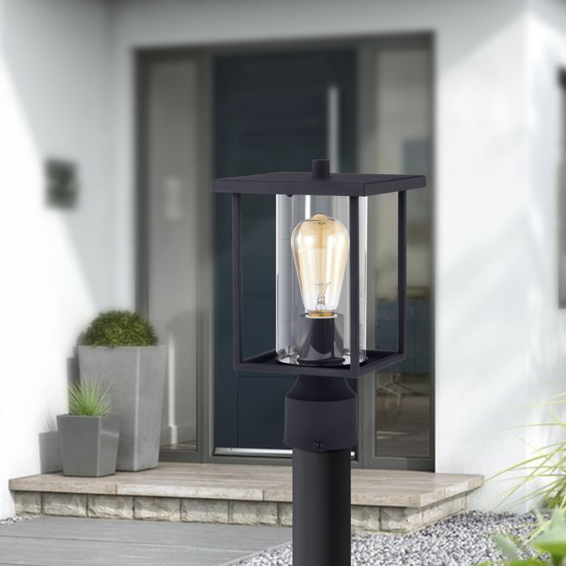 Tête de lanterne d'extérieur en verre transparent noir Albury H 12,5 po