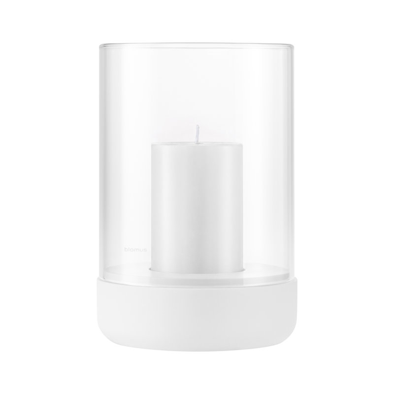 Calma Hurricane Candle Holder, 8.9" H x 5.9" W x 5.9" D, Pure White