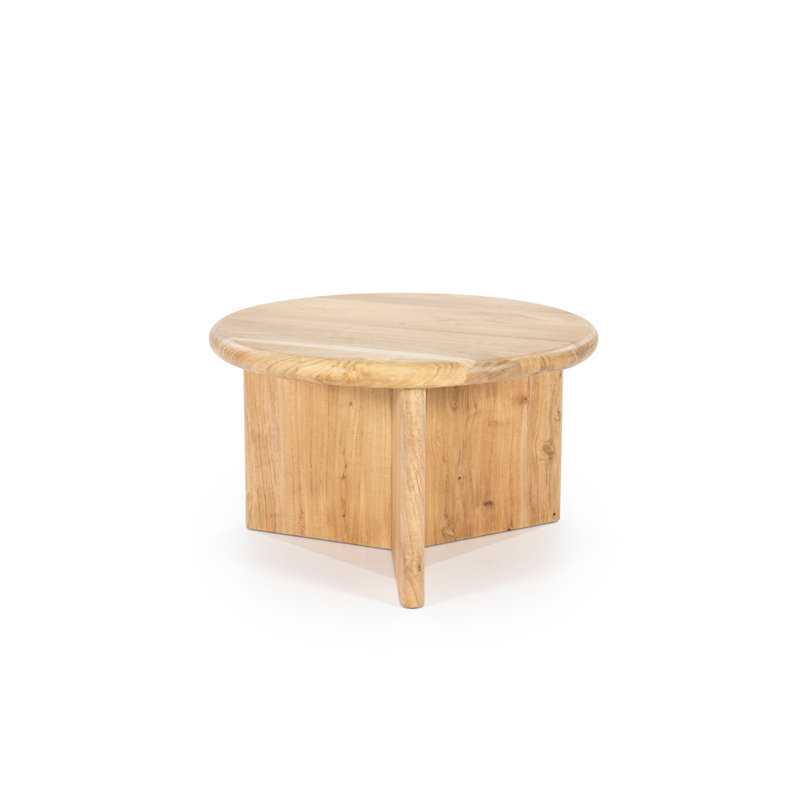 Solid Wood Single Coffee Table, Natural, 12" H x 32" L x 32" W 
