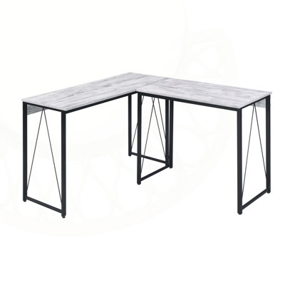 Antique White and Black 35.5 Inch Writing Desk with Metal Sled Base for Compact and Stylish Home Office Solutions
