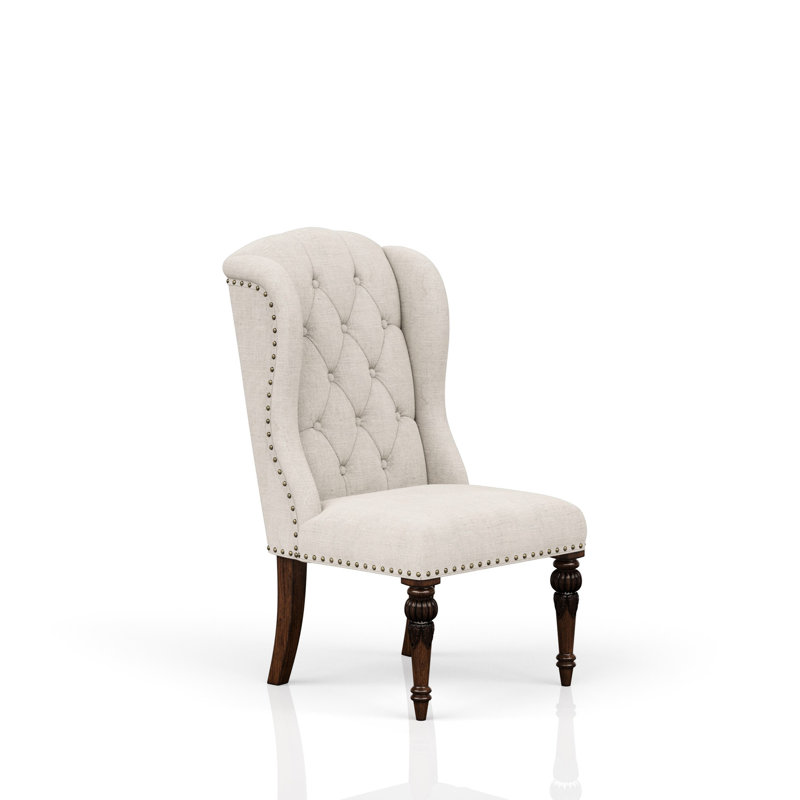 Fauteuil à oreilles rembourré pour salle à manger, gris, construction stable