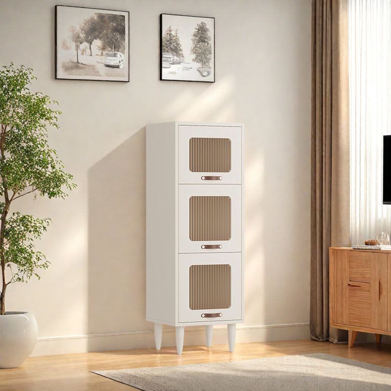 Rabehi, (3 tablettes) H 46,4 po x l 15,7 po x P 13,7 po, Blanc