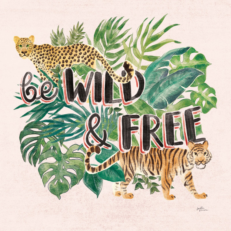 Jungle Vibes VII - Be Wild And Free - rose, H 36 po x l 36 po x P 1,25 po