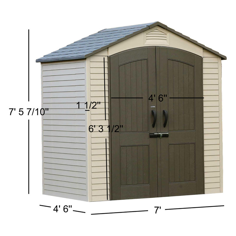 Lifetime 7 Ft. x 4.5 Ft. High-Density Polyethylene (Plastic) Outdoor Storage Shed with Steel-Reinforced Construction