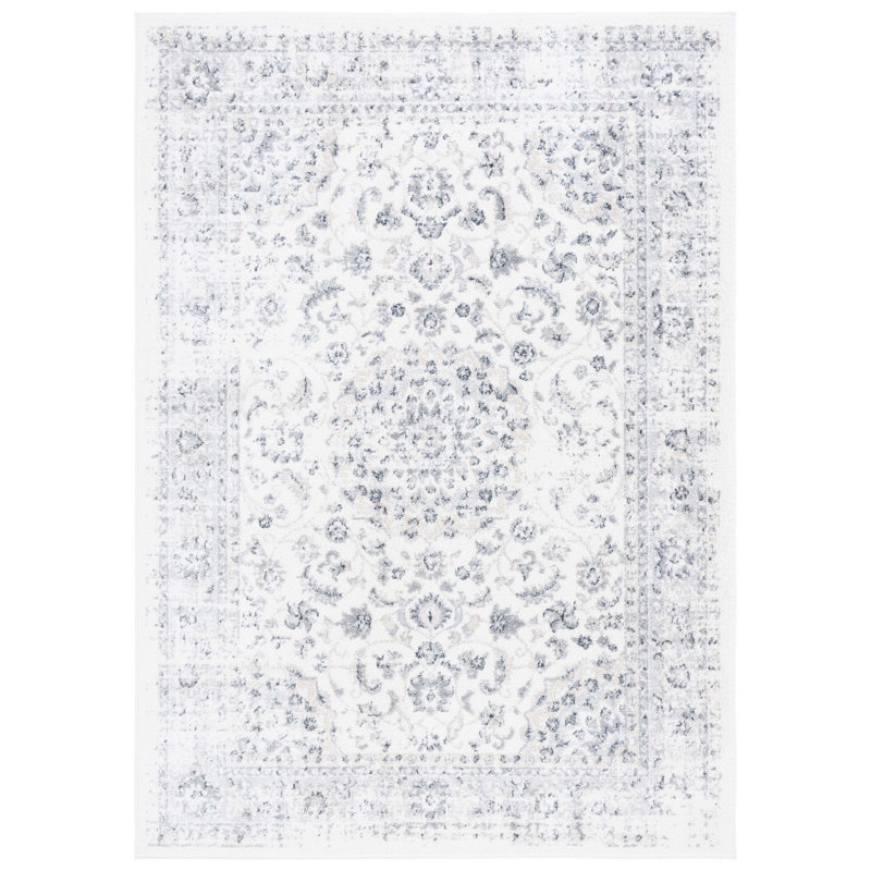 Lowrey Oriental Machine Woven Jute/Sisal/Polypropylene Area Rug in Ivory/Gray, Rectangle 5'5" x 7'6"