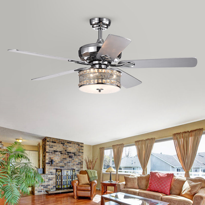 Ventilateur de plafond à 5 pales 52 po avec télécommande et ensemble d’éclairage inclus Darby, Chaînette à tirer