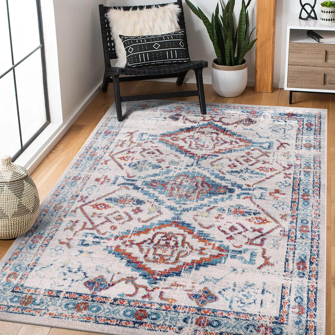Soft Medium Pile Area Rugs Living Room Carpet Pad Oriental Vintage Rug Non Slip Entryway Rug 7661