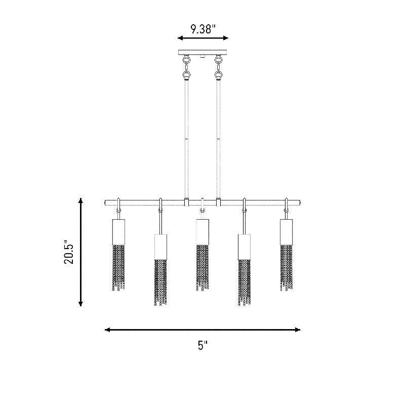 Downend 5-Light Linear Chandelier in Warm Brass