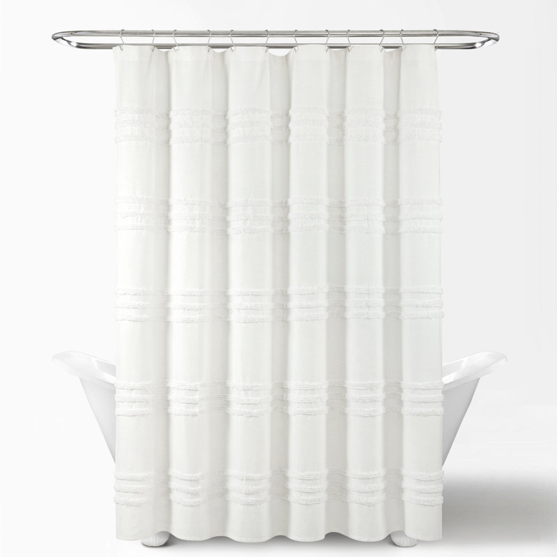Rideau de douche rayé simple, Blanc